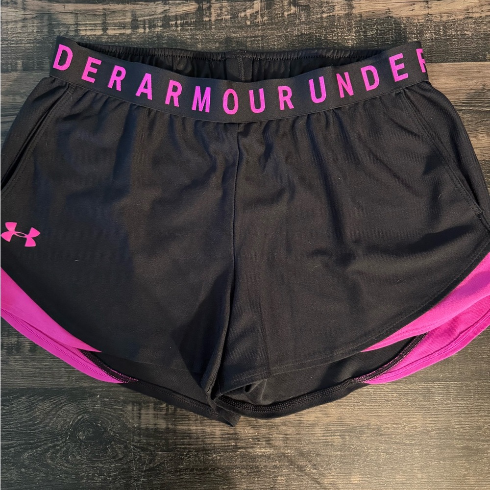 Under Armour Women's Athletic Shorts in Black and Pink